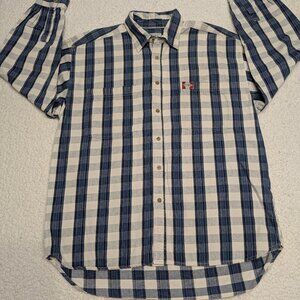 Brittania Vintage Blue Plaid Flannel Shirt - Mens Large - MINT 100% Cotton